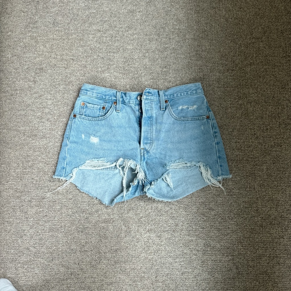 Levi's Blue Jean Shorts Distressed High-Waisted